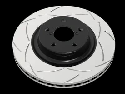 DBA Street Series T2 brake rotor with CNC-machined bi-symmetrical slots for improved gas and dust evacuation